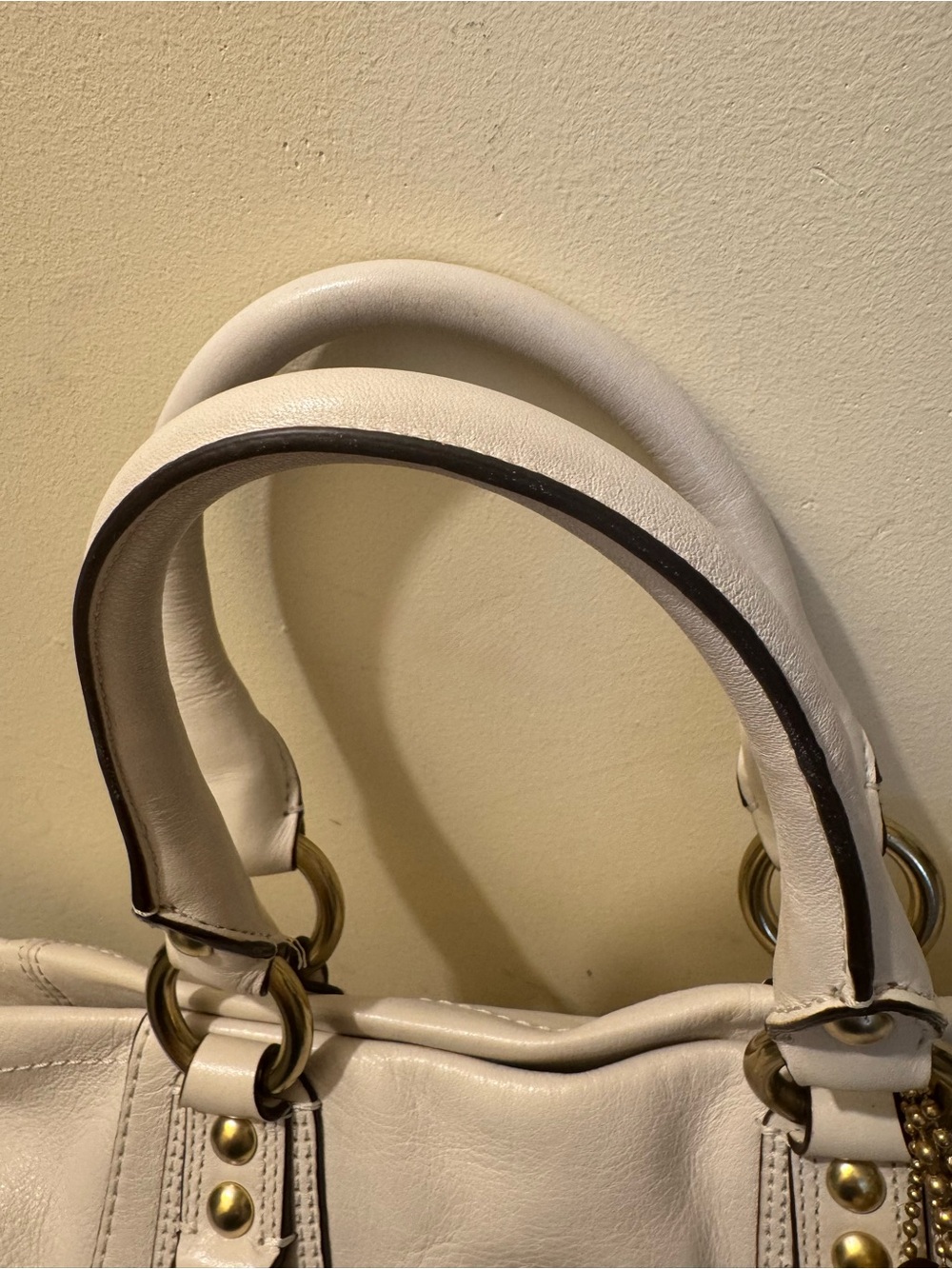 Vintage 2008 Coach Madison Julianne Cream Leather Crossbody Satchel Tote - MINT - Picture 6 of 16